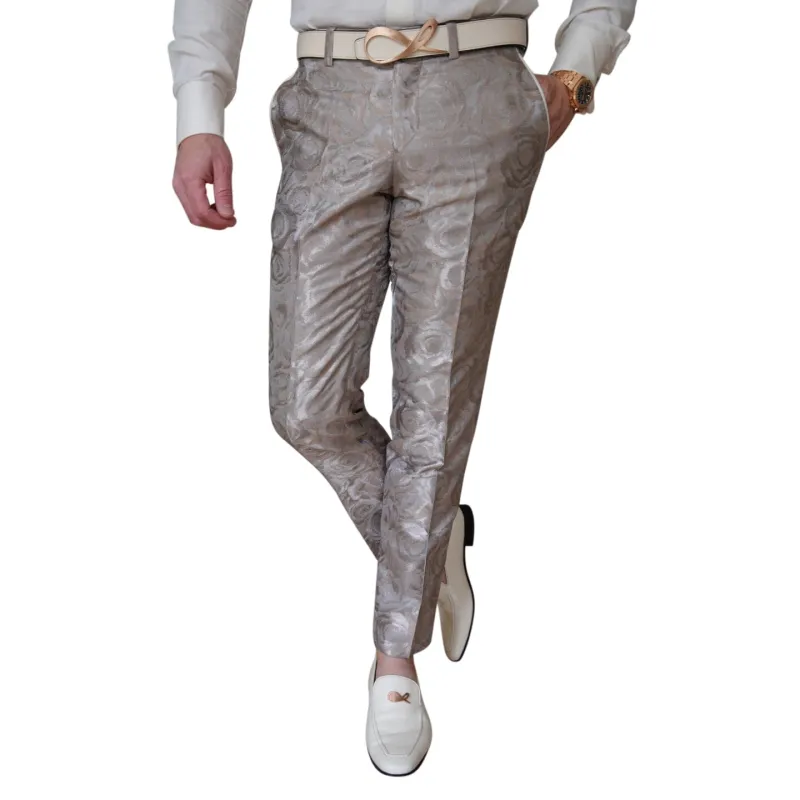 Champagne Rosa Tuxedo Trousers sold by Sebastian Cruz Couture