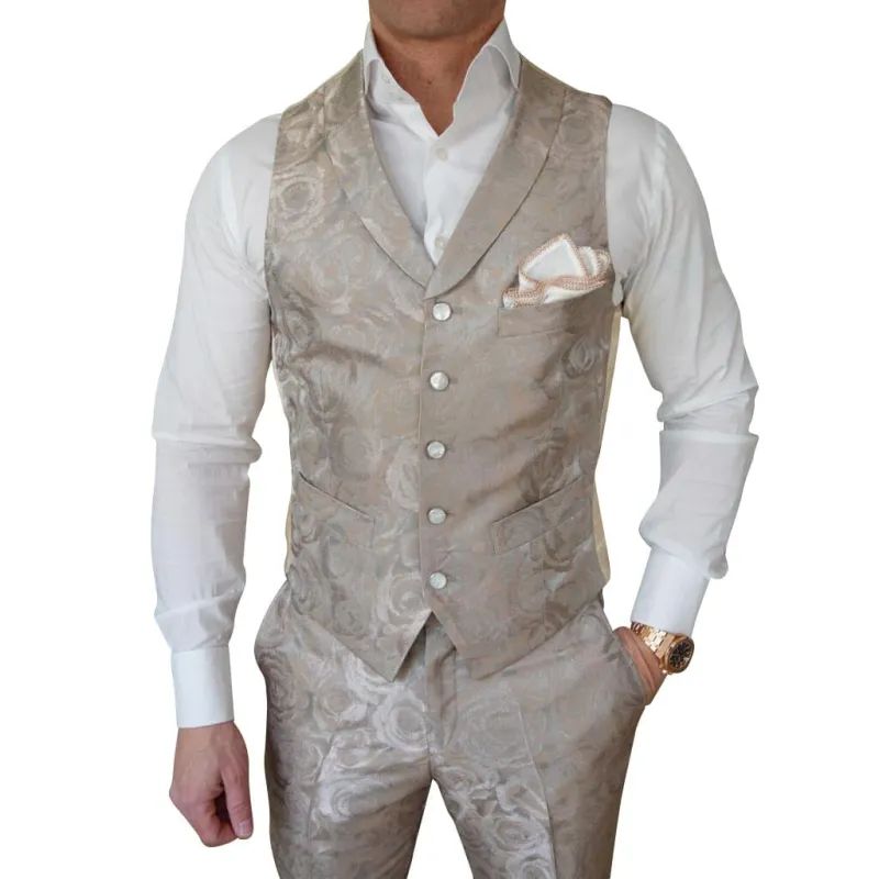 Champagne Rosa Ciottoli Waistcoat sold by Sebastian Cruz Couture