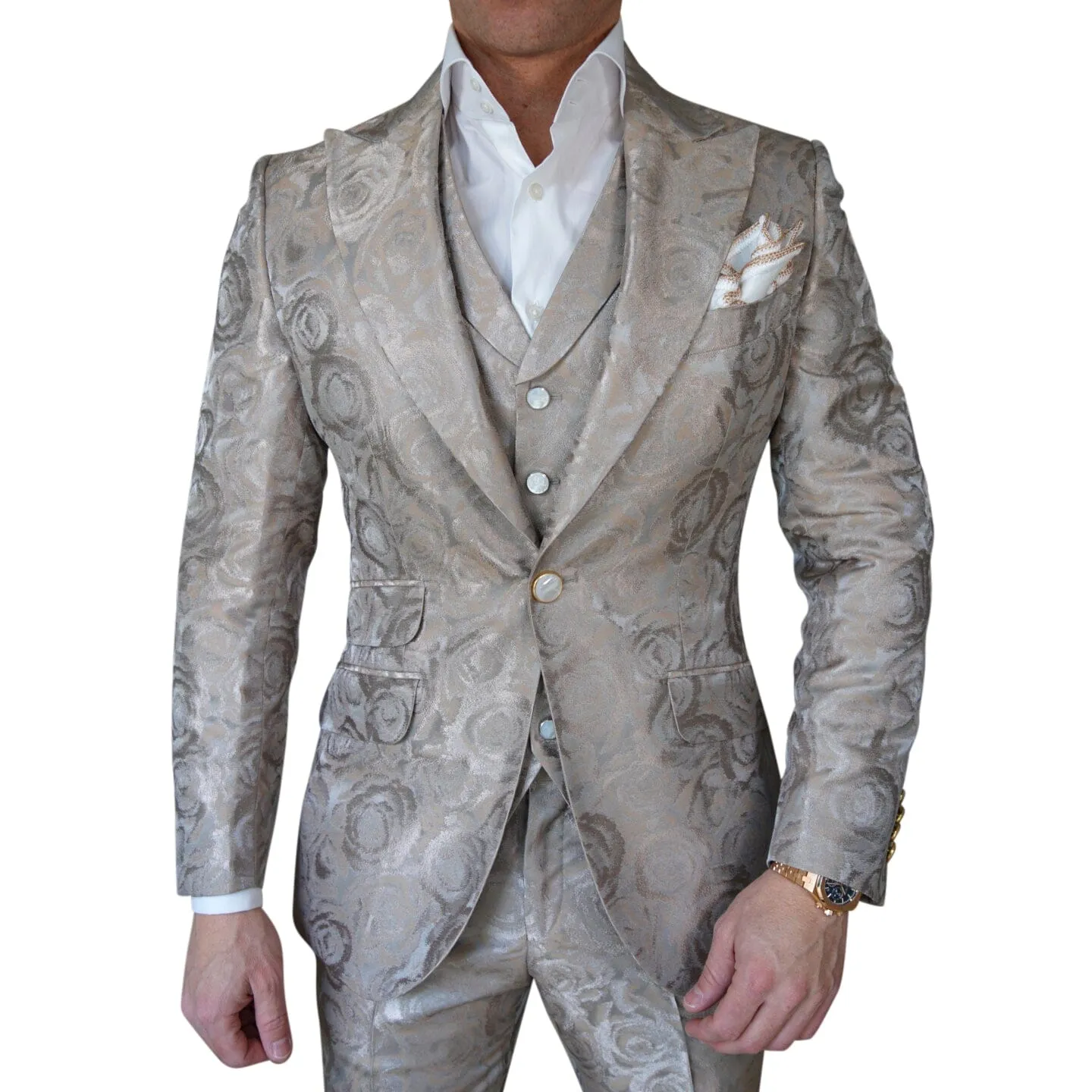 Champagne Rosa Jacket sold by Sebastian Cruz Couture