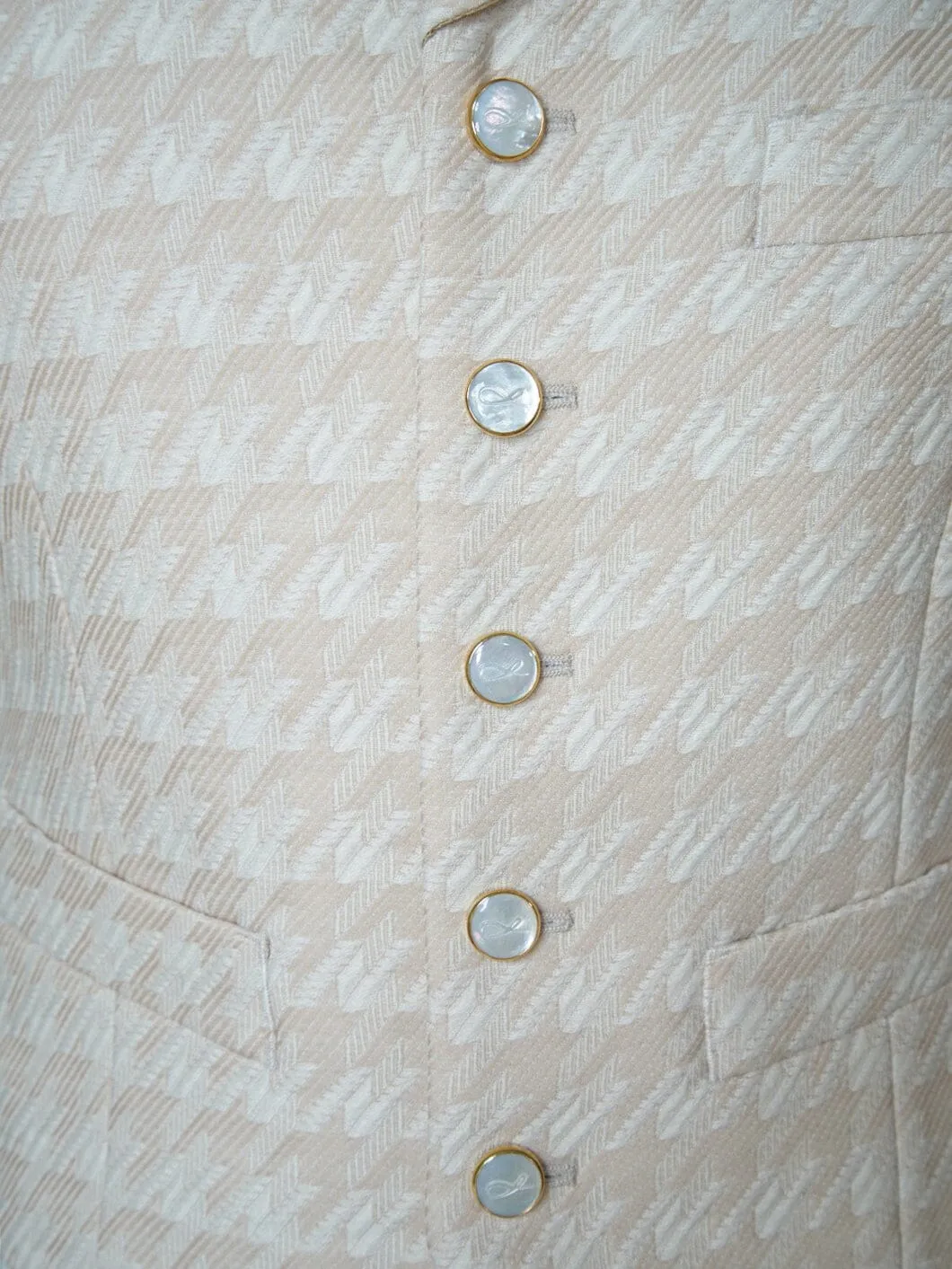 Cashew Crema Houndstooth Ciottoli Waistcoat sold by Sebastian Cruz Couture product image thumbnail 3