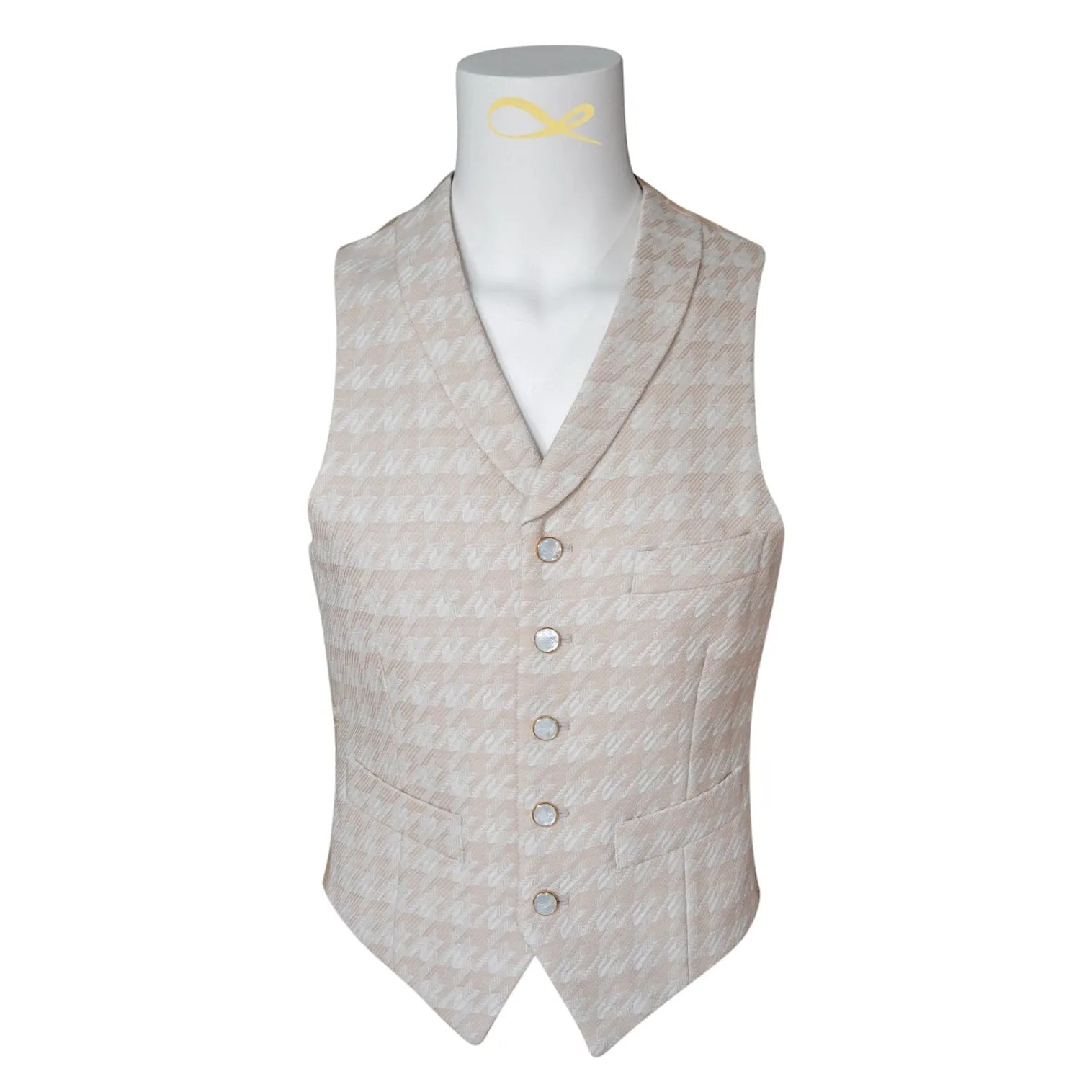 Cashew Crema Houndstooth Ciottoli Waistcoat sold by Sebastian Cruz Couture product image thumbnail 2