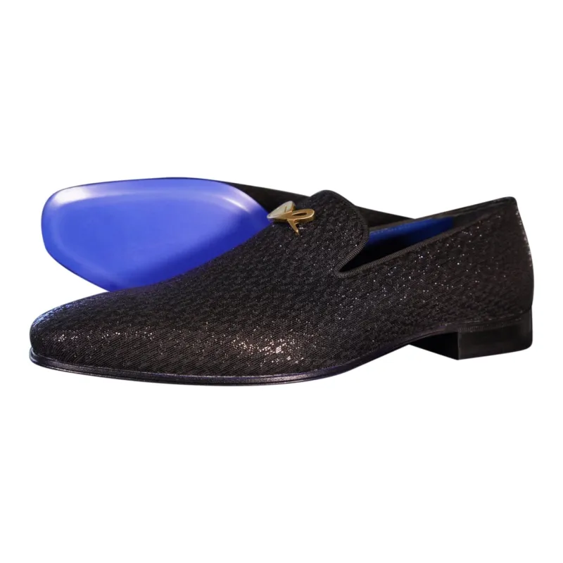 Black Diamante With Yellow Gold Hardware Loafer sold by Sebastian Cruz Couture