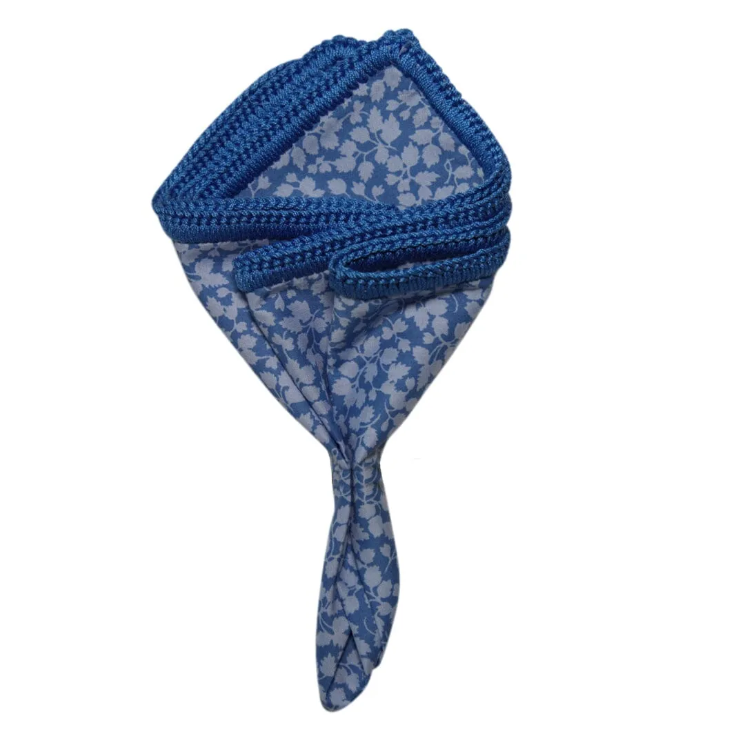 Floral Blu Maya with Blue Signature Border sold by Sebastian Cruz Couture