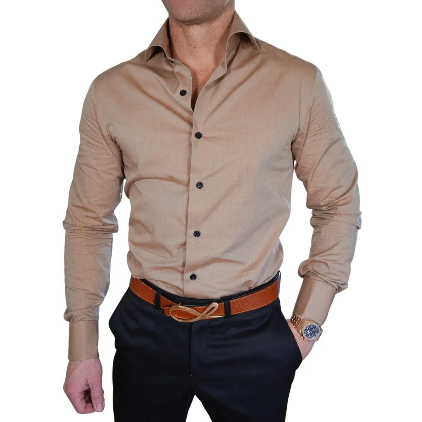 Sand Dress Shirt sold by Sebastian Cruz Couture