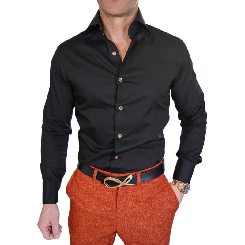 Black Brick Signature Dress Shirt sold by Sebastian Cruz Couture