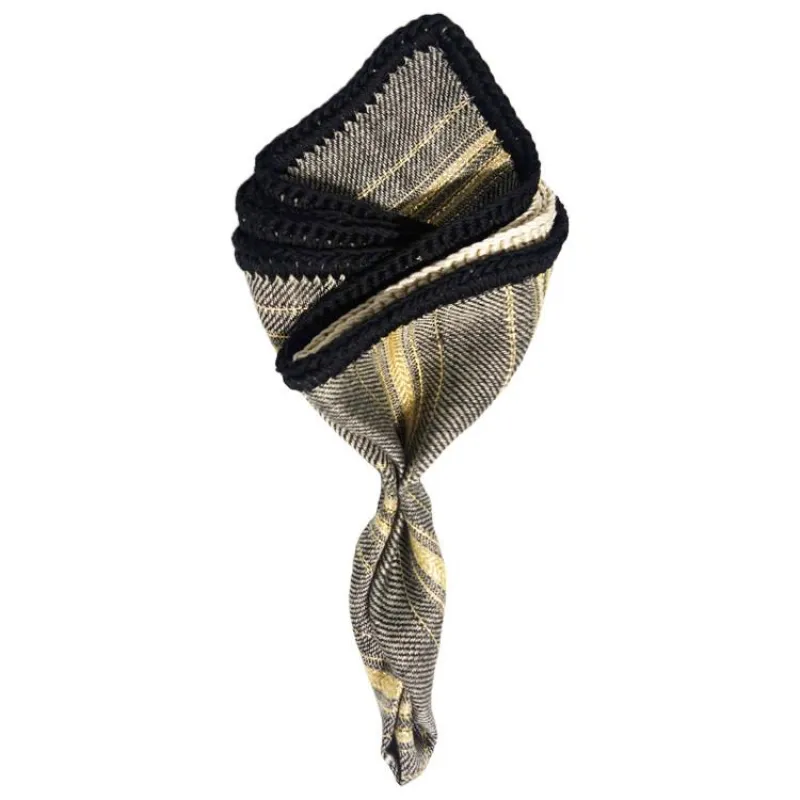 Gunmetal Gray and Gold with Black and Off White Signature Borders sold by Sebastian Cruz Couture