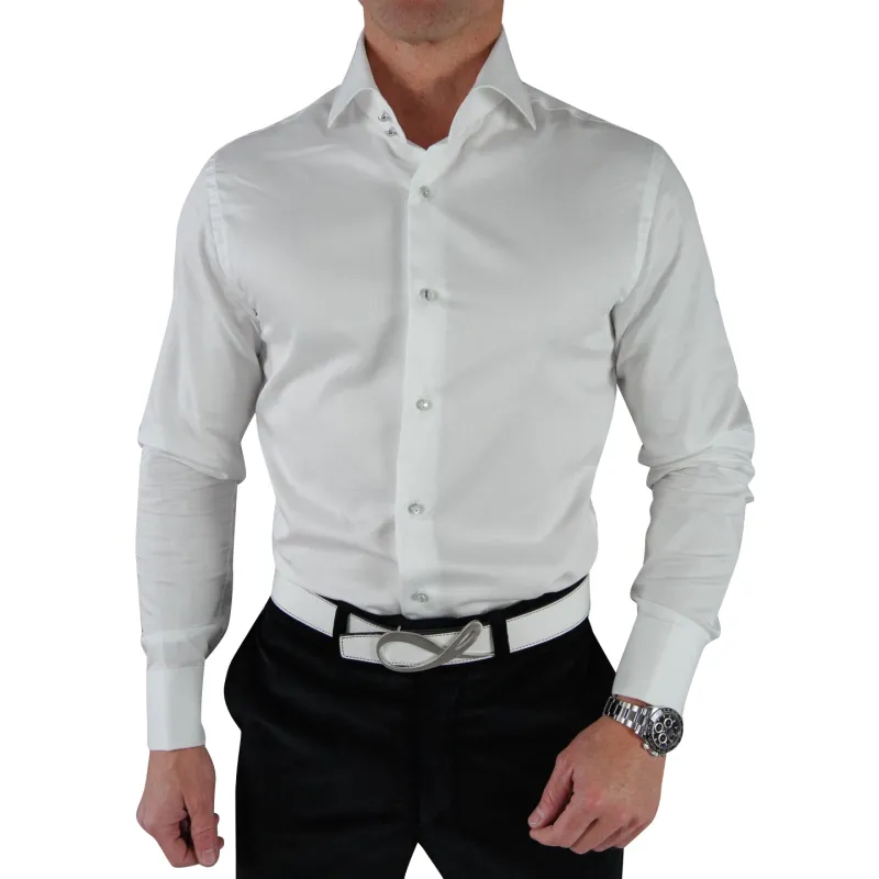 White Classico Signature Tuxedo Shirt sold by Sebastian Cruz Couture
