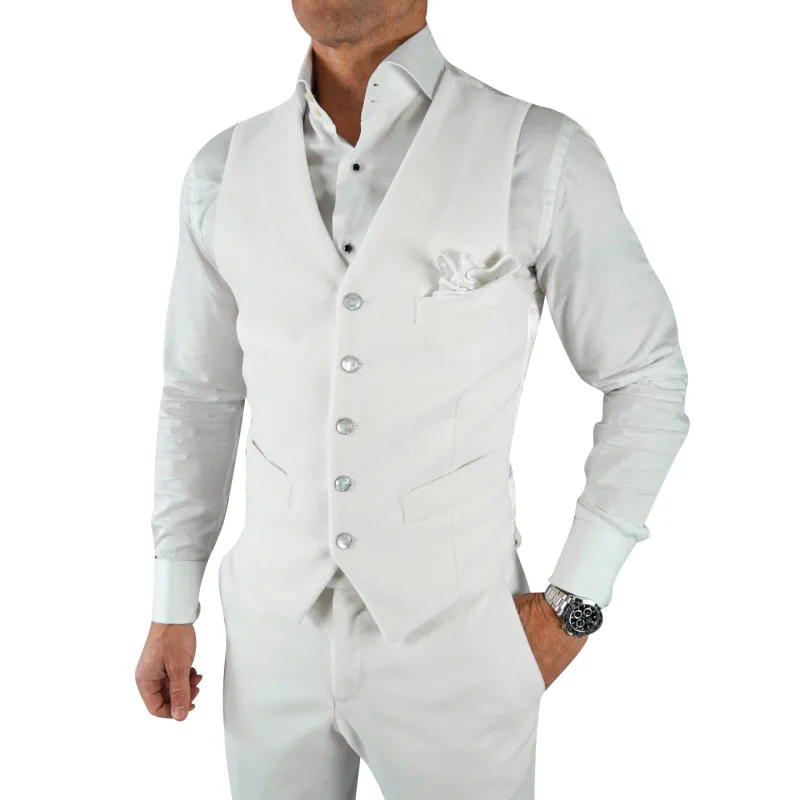 White Velvet Ciottoli Waistcoat sold by Sebastian Cruz Couture