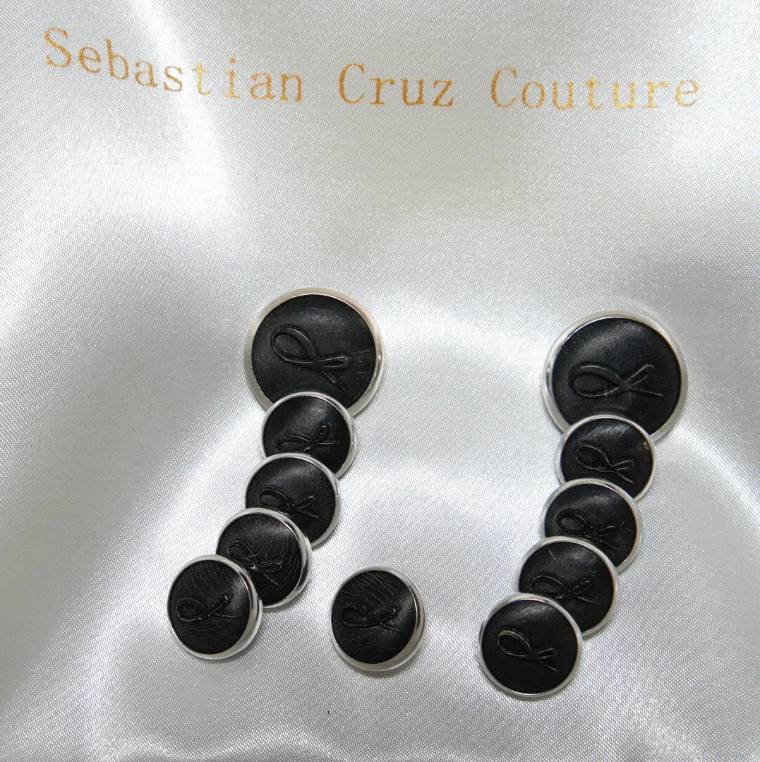 Nero Horn With Silver Tone Buttons For Sports Jacket sold by Sebastian Cruz Couture product image thumbnail 2