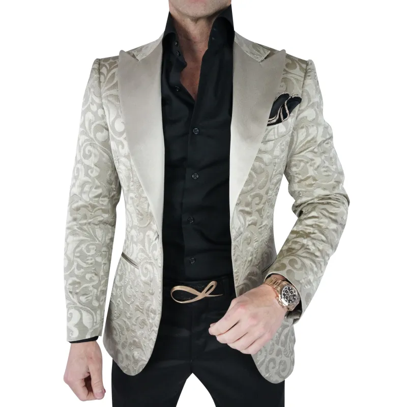 Champagne Oro Paisley Jacket sold by Sebastian Cruz Couture
