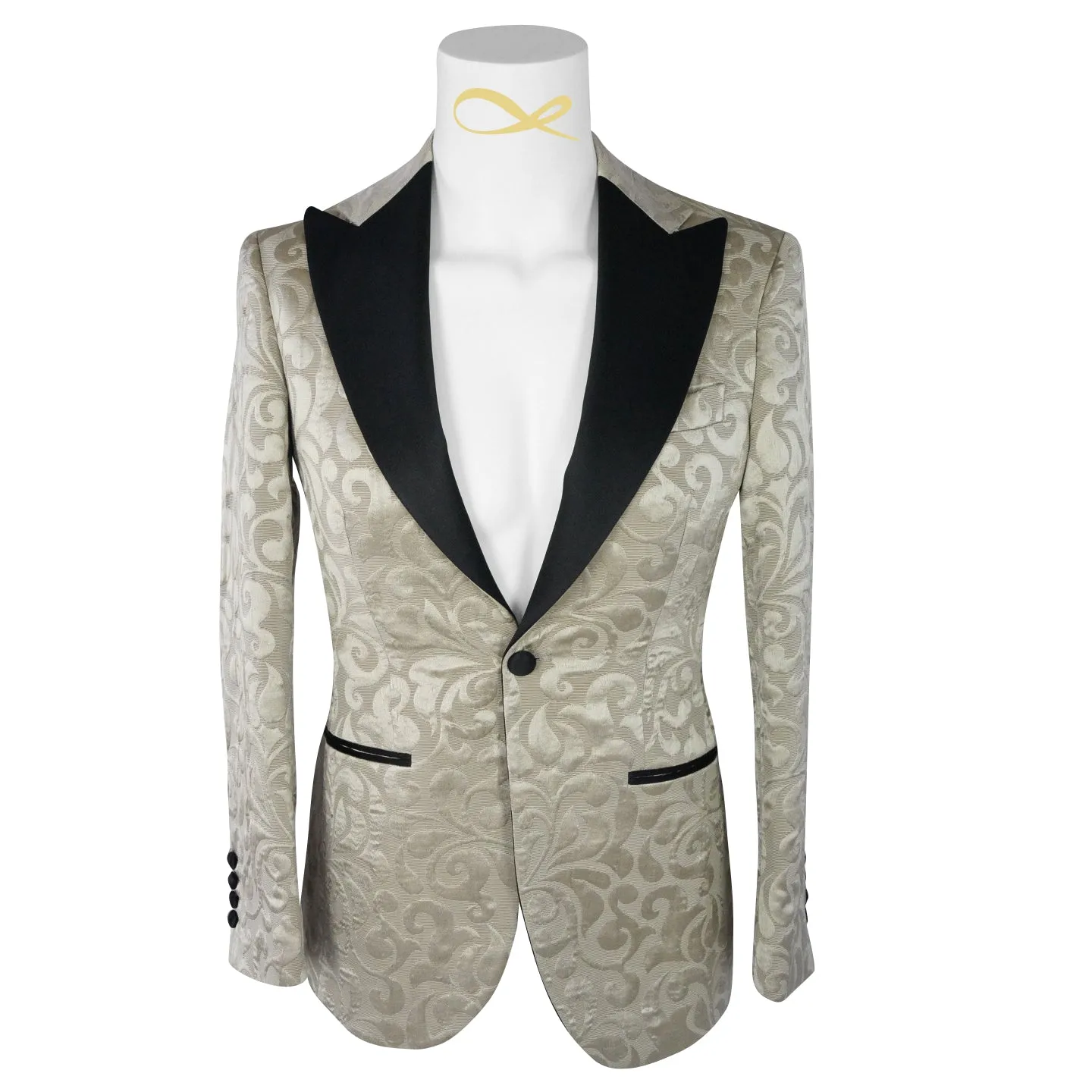 Champagne Oro and Black Paisley Jacket sold by Sebastian Cruz Couture product image thumbnail 4