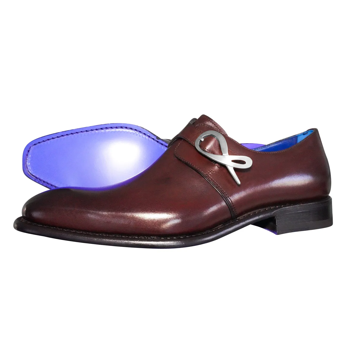 Cacao With Silver Hardware Monk Strap sold by Sebastian Cruz Couture