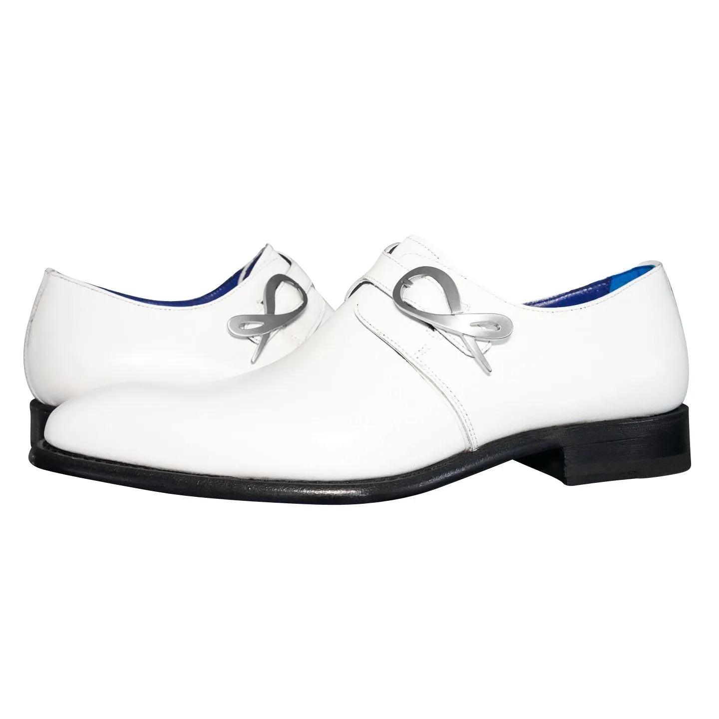 Bianco With Silver Hardware Monk Strap sold by Sebastian Cruz Couture product image thumbnail 4