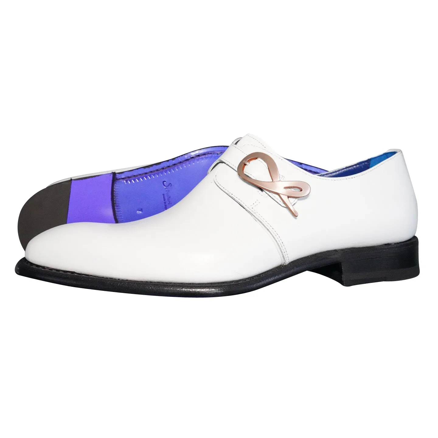 Bianco With Rose Gold Hardware Monk Strap sold by Sebastian Cruz Couture product image thumbnail 2