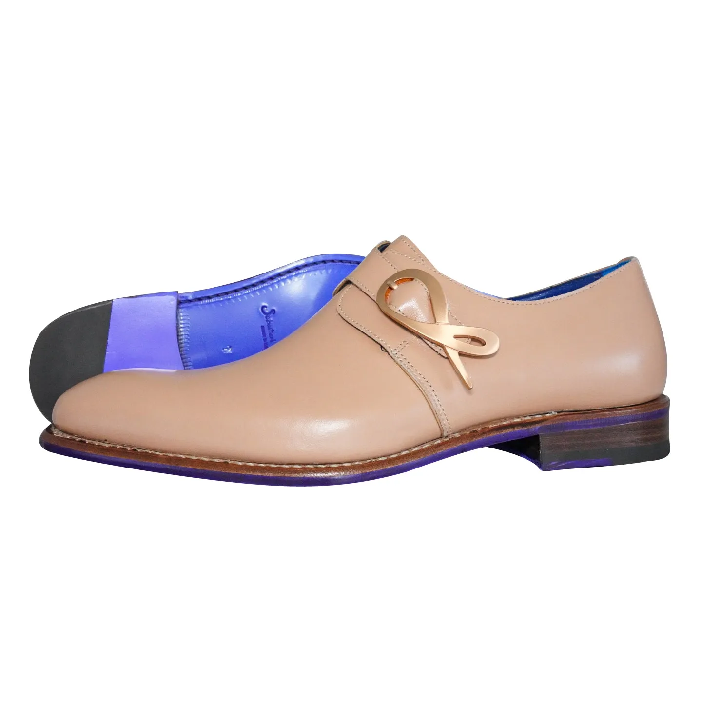Latte With Yellow Gold Hardware Monk Strap sold by Sebastian Cruz Couture product image thumbnail 2