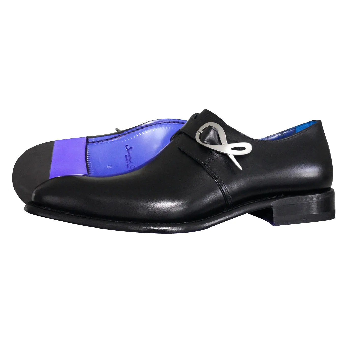 Nero Opal With Silver Hardware Monk Strap sold by Sebastian Cruz Couture product image thumbnail 2