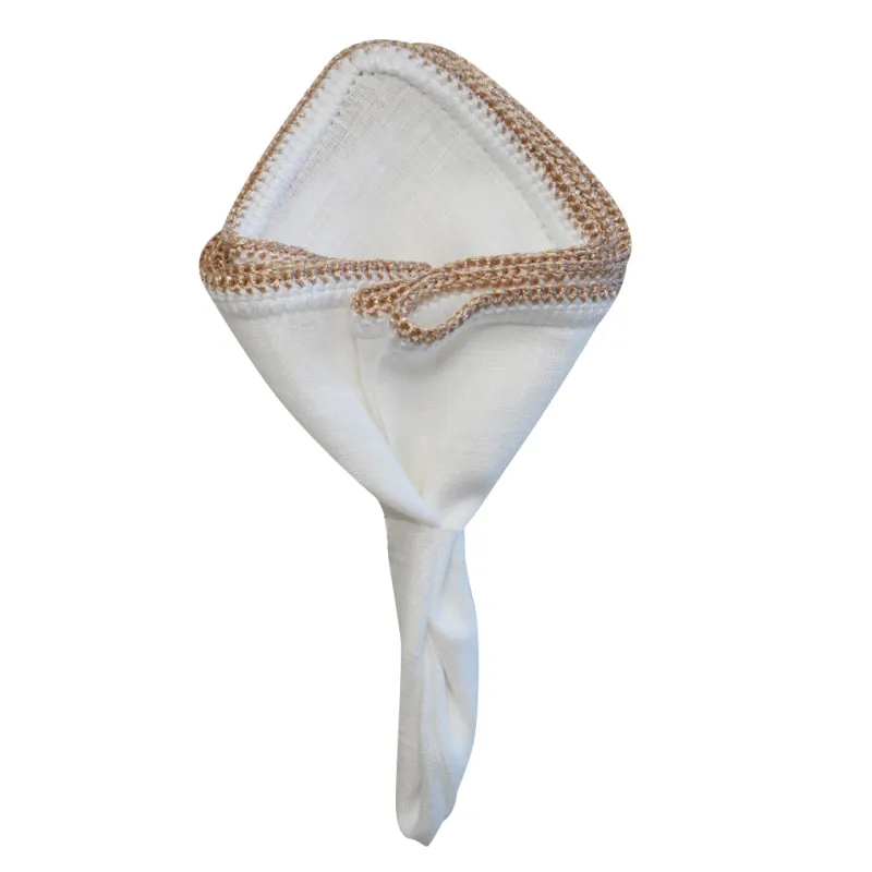 White Nieve with Sandstone flake Signature Border sold by Sebastian Cruz Couture