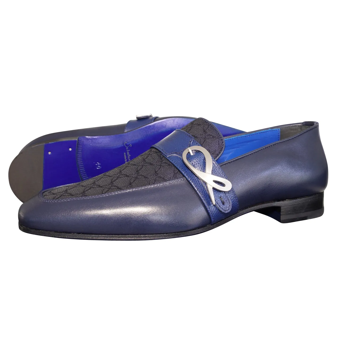 Midnight Marino Logo Monk Loafers With Silver Buckle sold by Sebastian Cruz Couture product image thumbnail 2