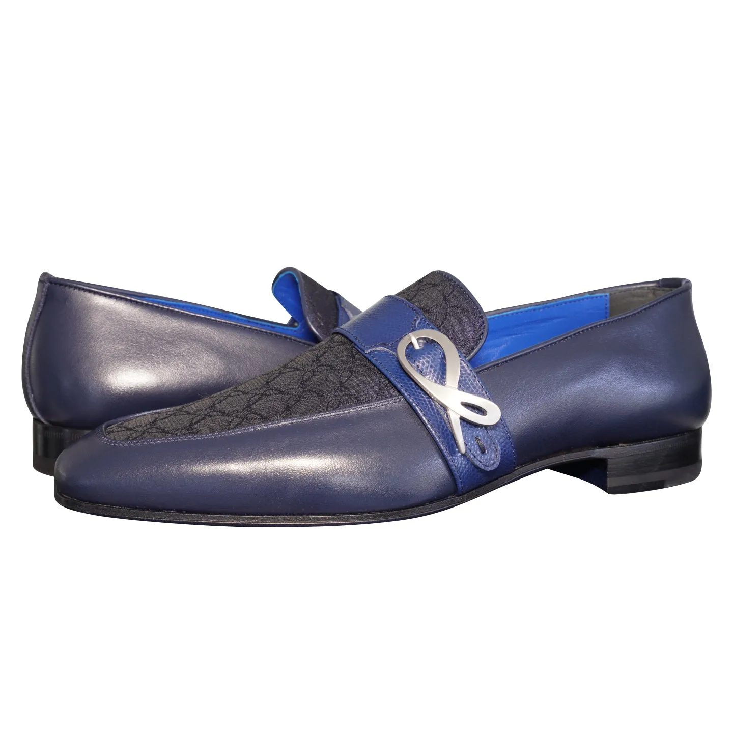 Midnight Marino Logo Monk Loafers With Silver Buckle sold by Sebastian Cruz Couture product image thumbnail 4