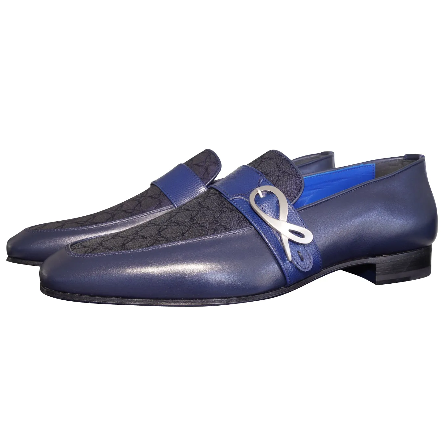 Midnight Marino Logo Monk Loafers With Silver Buckle sold by Sebastian Cruz Couture product image thumbnail 3