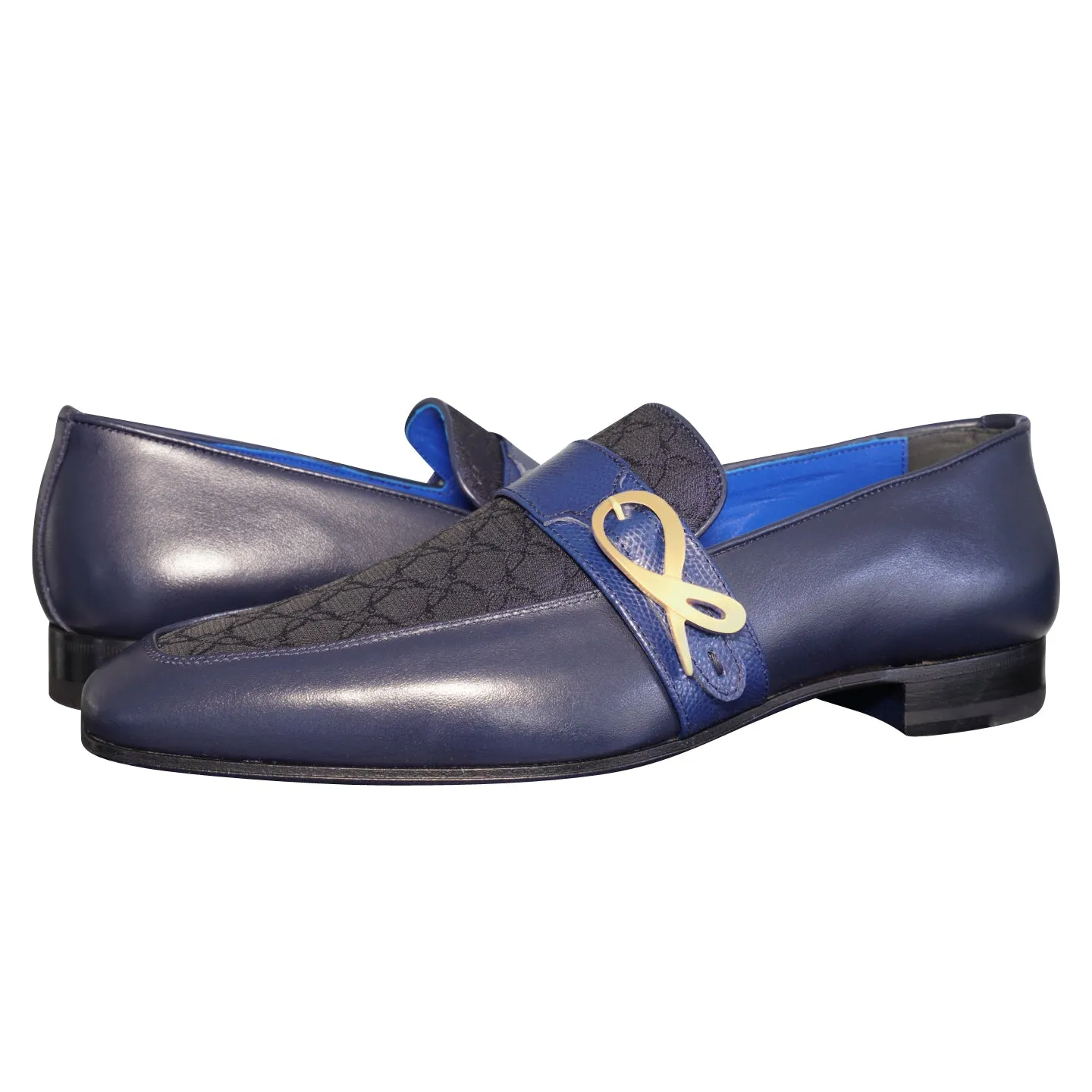 Midnight Marino Logo Monk Loafers With Yellow Gold Buckle sold by Sebastian Cruz Couture product image thumbnail 4