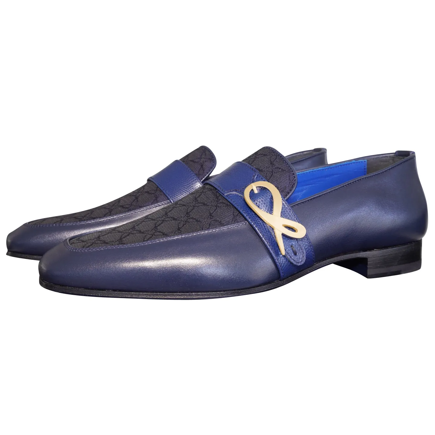 Midnight Marino Logo Monk Loafers With Yellow Gold Buckle sold by Sebastian Cruz Couture product image thumbnail 3