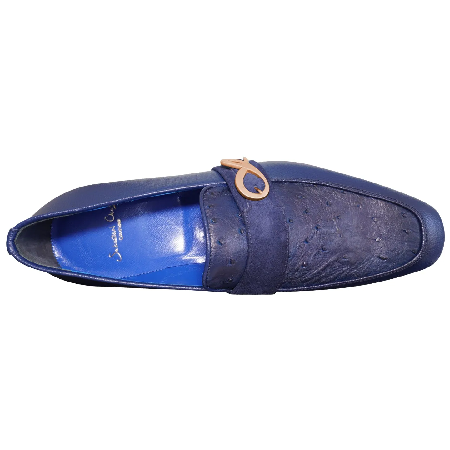 Indigo Ostrich Monk Rose Gold Loafer sold by Sebastian Cruz Couture product image thumbnail 4
