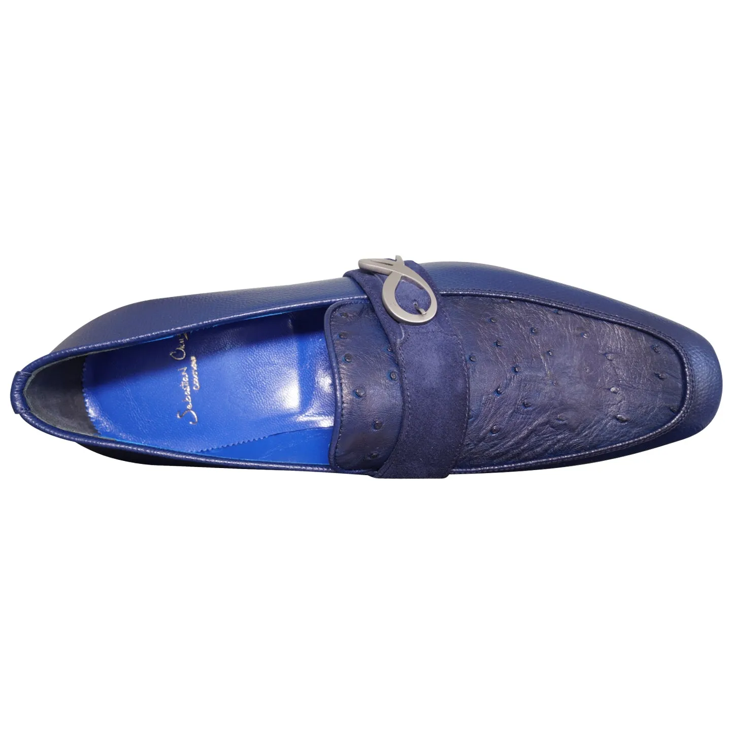 Indigo Ostrich Monk Silver Loafer sold by Sebastian Cruz Couture product image thumbnail 5