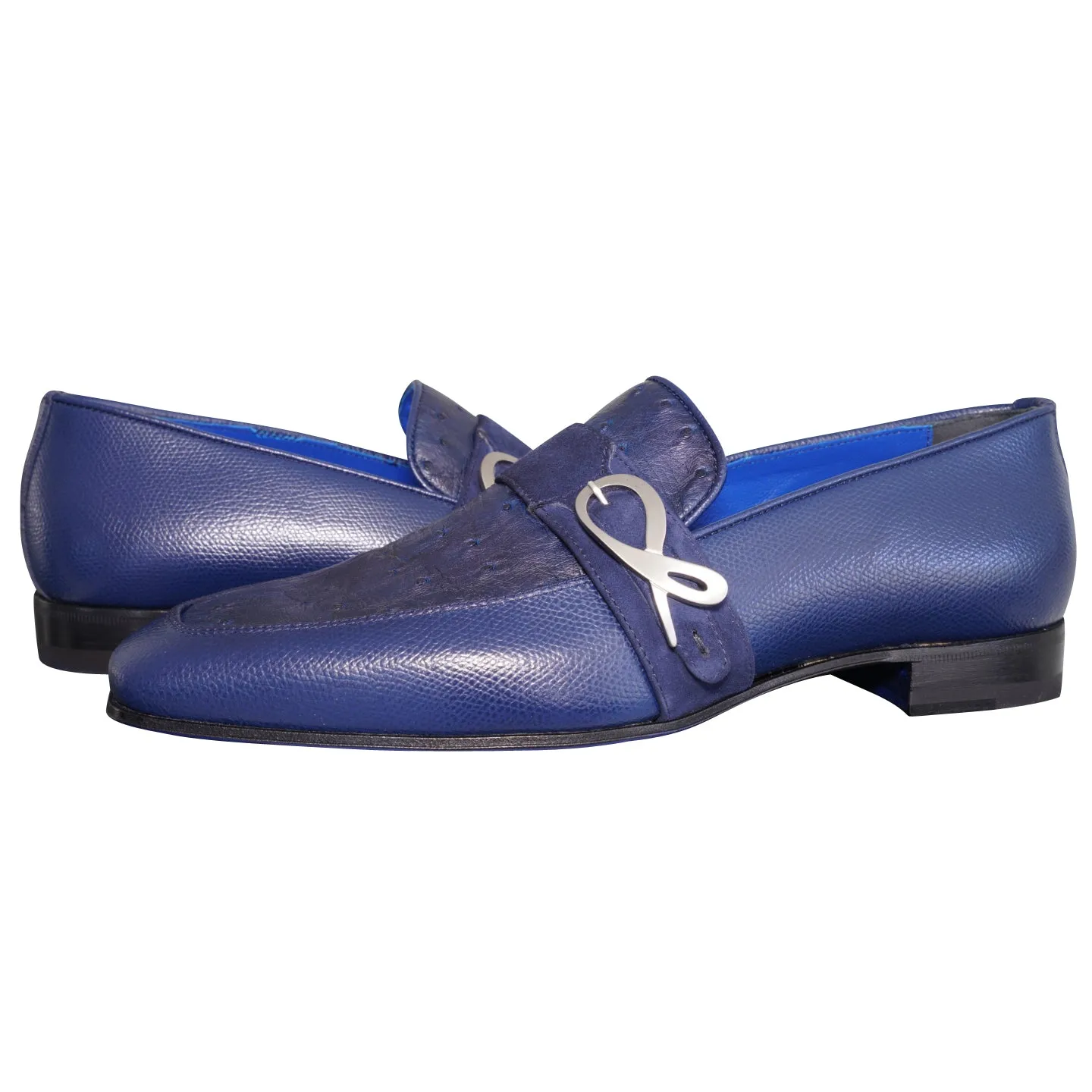 Indigo Ostrich Monk Silver Loafer sold by Sebastian Cruz Couture product image thumbnail 3