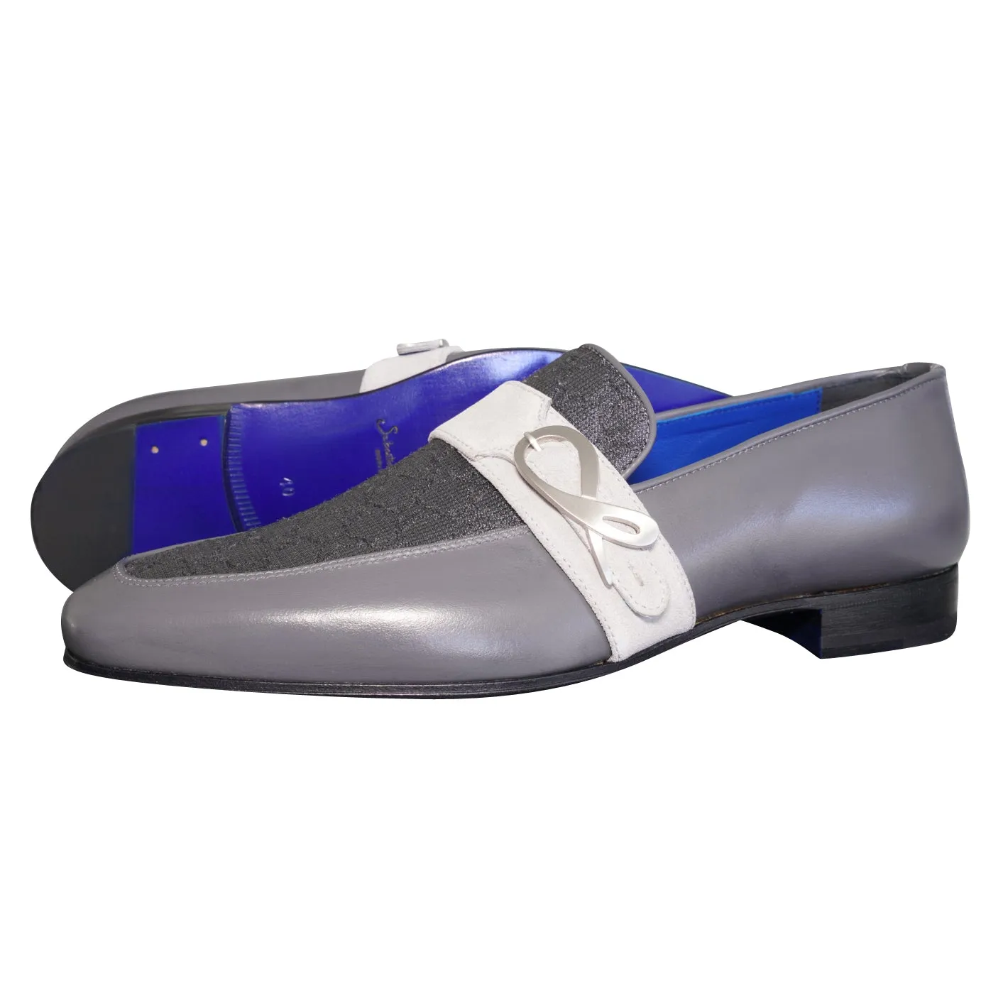 Grigio Logo Monk Strap Loafer With Silver Buckle sold by Sebastian Cruz Couture product image thumbnail 2