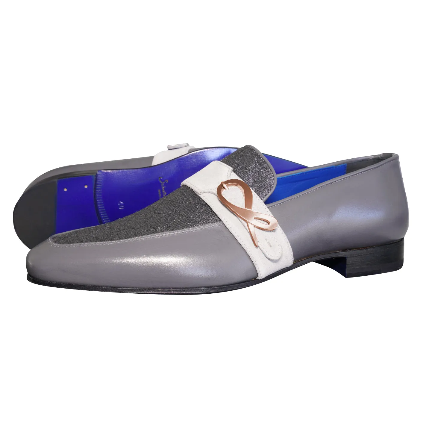 Grigio Logo Monk Strap Loafer With Rose Gold Buckle sold by Sebastian Cruz Couture product image thumbnail 2