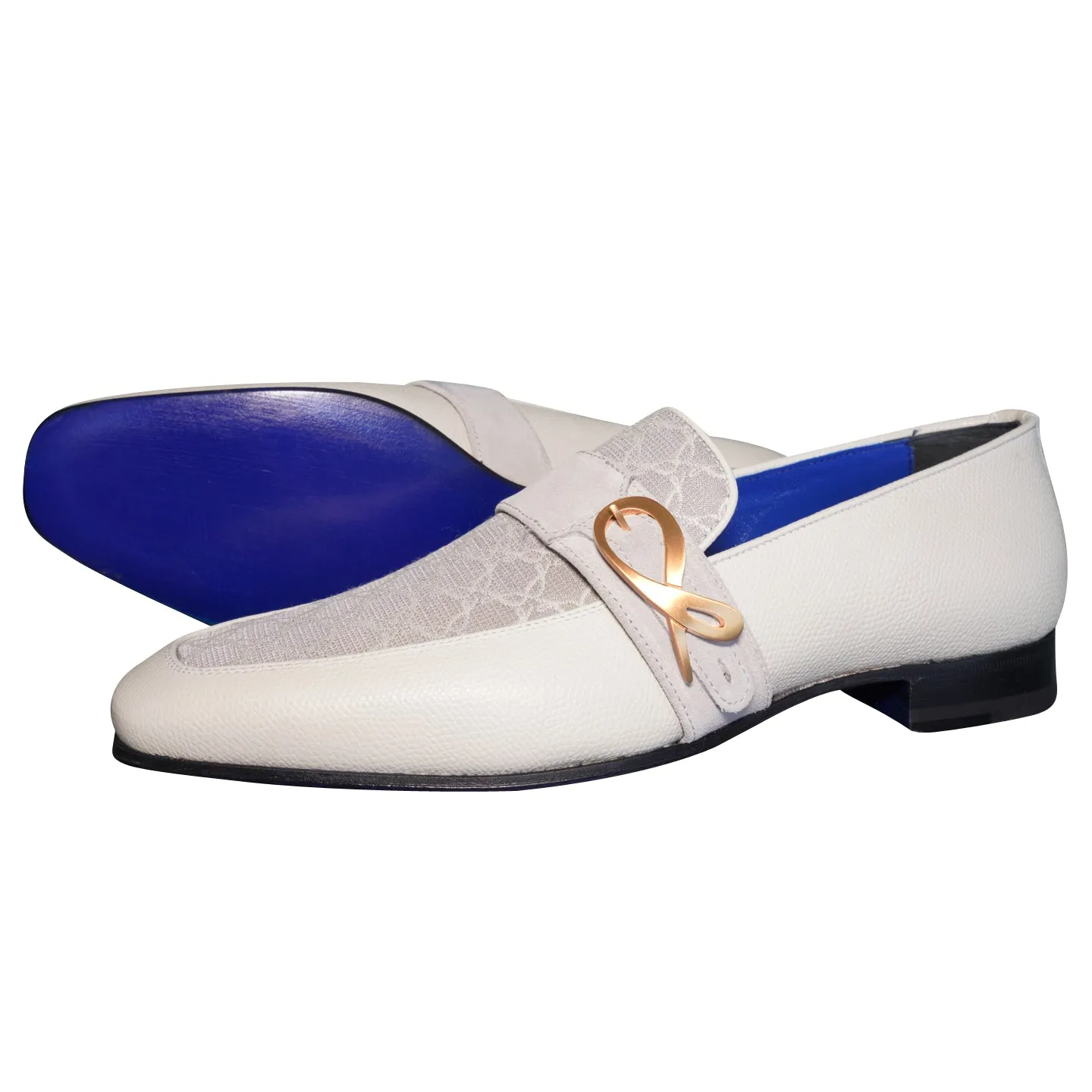 Tortora Logo Monk Strap Loafer With Rose Gold Buckle sold by Sebastian Cruz Couture