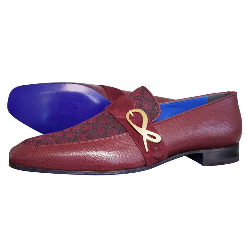 Vino Logo Monk Strap Loafer With Gold Buckle sold by Sebastian Cruz Couture