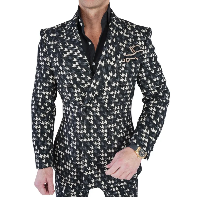 Houndstooth Lusso Double Breasted Jacket sold by Sebastian Cruz Couture