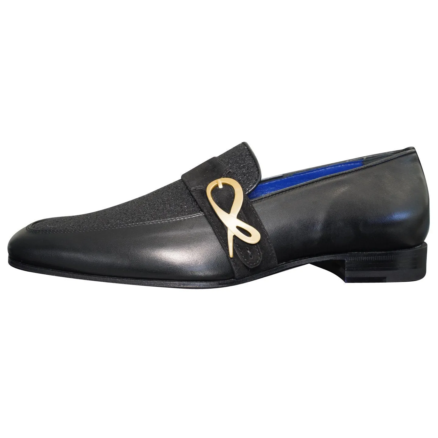 Black Diamante Leather Monk Gold Loafer sold by Sebastian Cruz Couture product image thumbnail 5