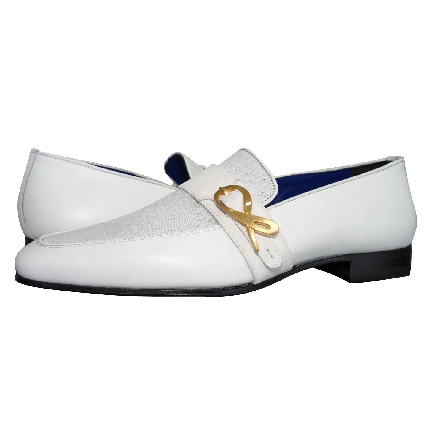White Diamante Leather Monk Loafers sold by Sebastian Cruz Couture product image thumbnail 4