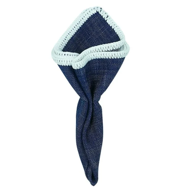 Denim Du Volte with White Signature Border sold by Sebastian Cruz Couture