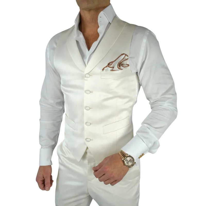 Vanilla Lucentezza Ciottoli Waistcoat sold by Sebastian Cruz Couture