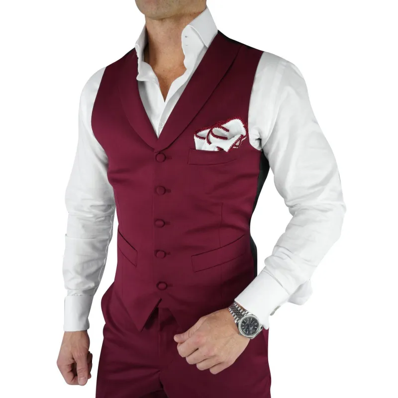 Burgundy Ciottoli Waistcoat sold by Sebastian Cruz Couture