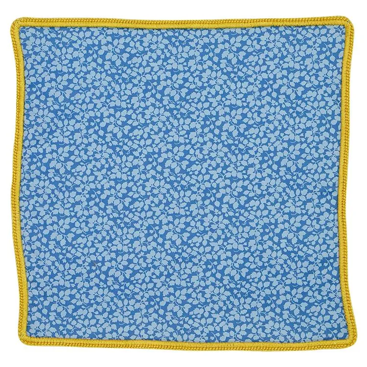 Floral Blu Maya with Mustard Yellow Signature Border sold by Sebastian Cruz Couture product image thumbnail 2