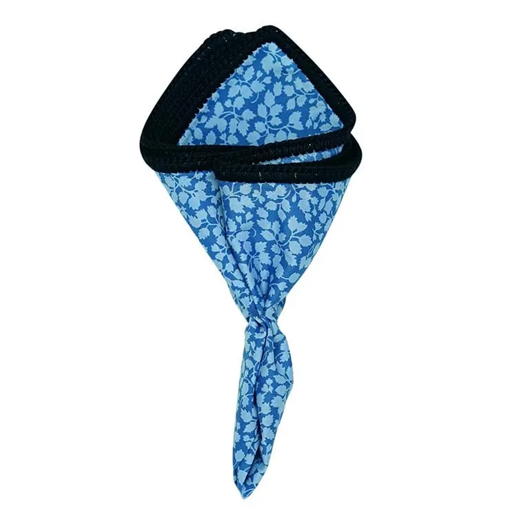 Floral Blu Maya with Navy Blue Signature Border sold by Sebastian Cruz Couture