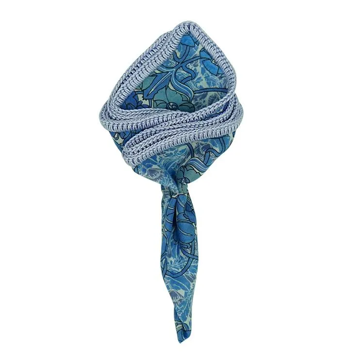 Lotus Giardino with Sky Blue Signature Border sold by Sebastian Cruz Couture