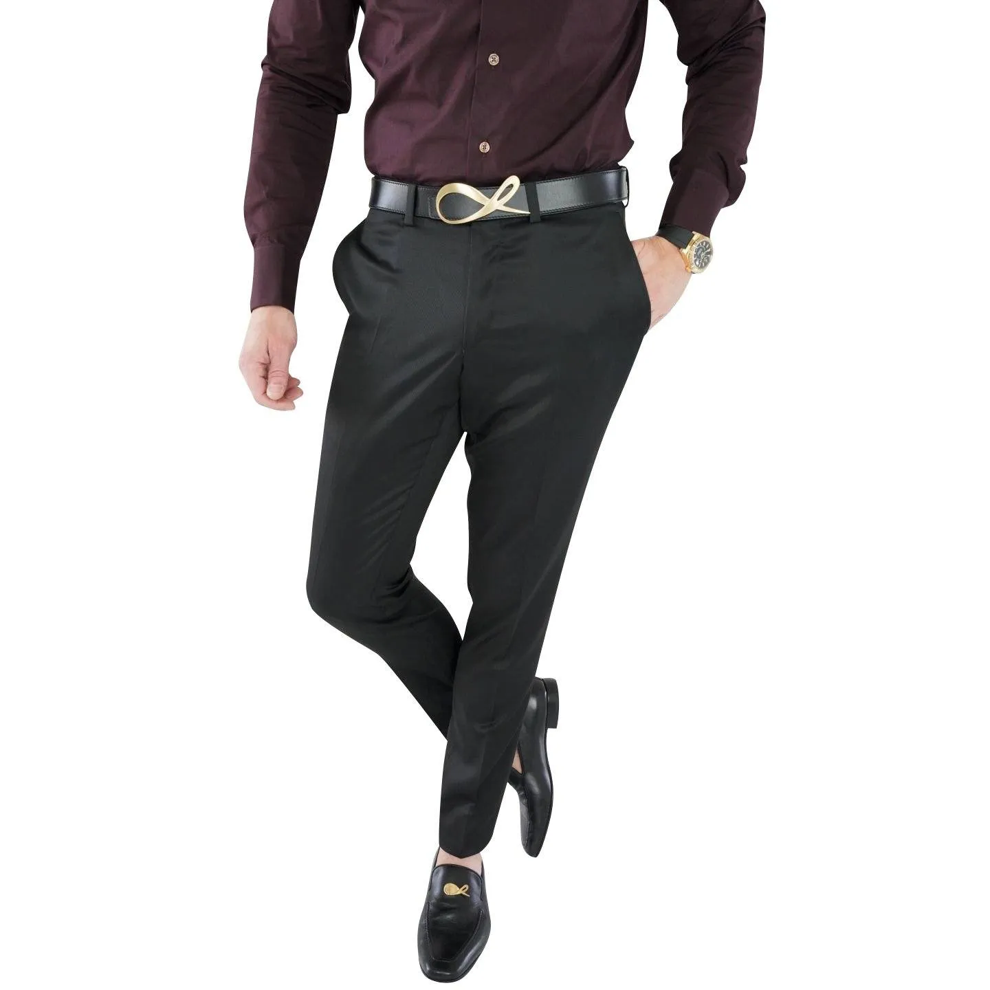 Black Lucentezza Trousers sold by Sebastian Cruz Couture