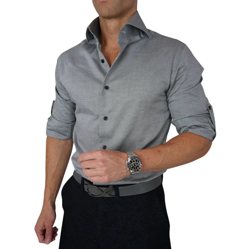 Grey Birdseye Dress Shirt sold by Sebastian Cruz Couture