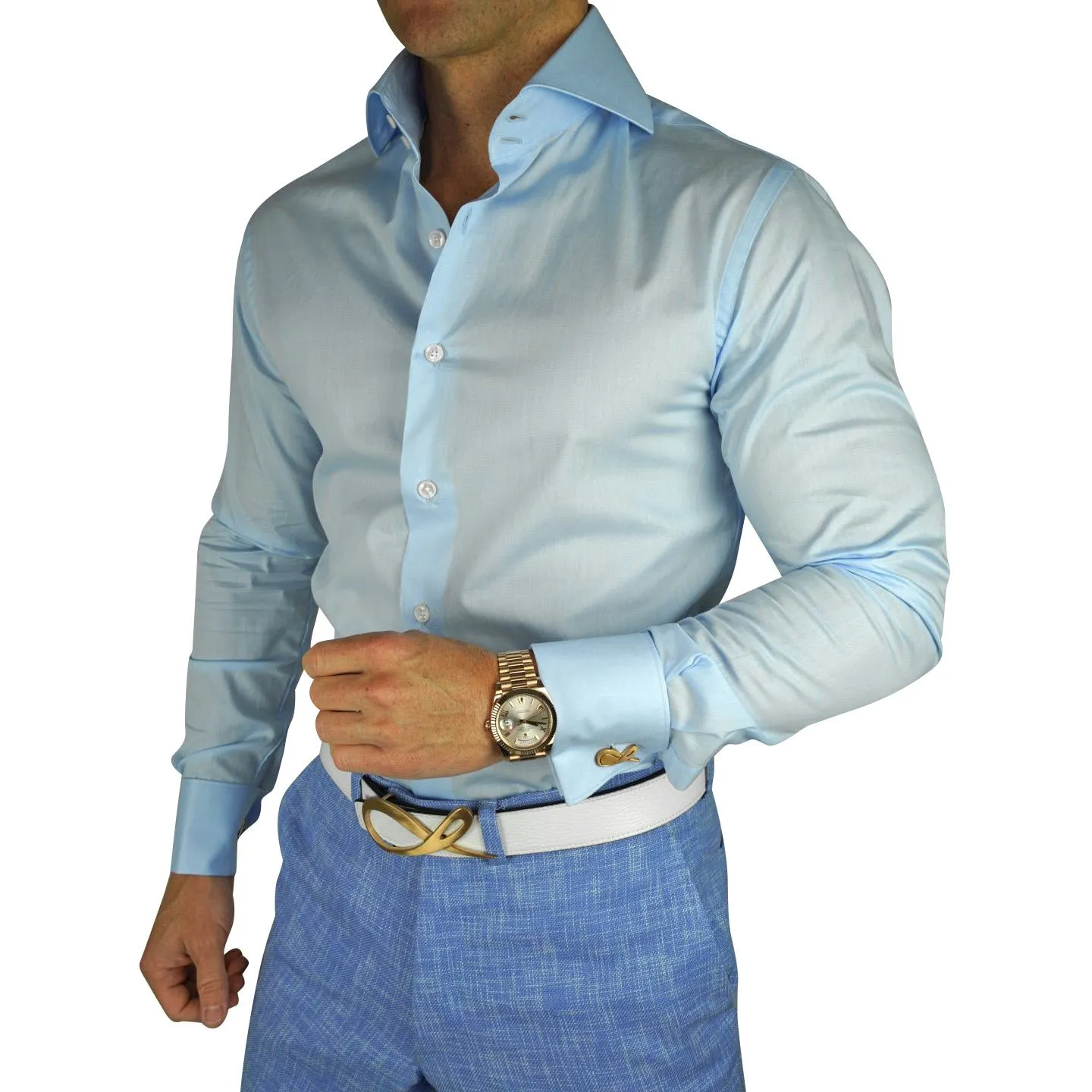 Light Blu Poplin Dress Shirt sold by Sebastian Cruz Couture