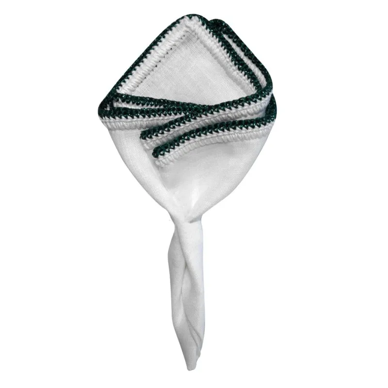 White Nieve with Hunter Green Flake Signature Border sold by Sebastian Cruz Couture