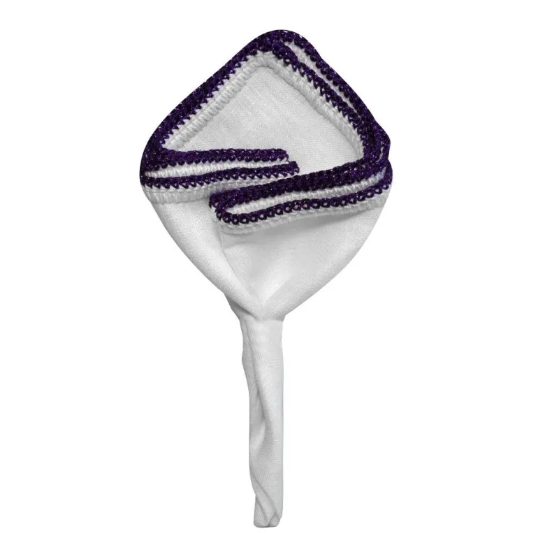 White Nieve with Purple Flake Signature Border sold by Sebastian Cruz Couture