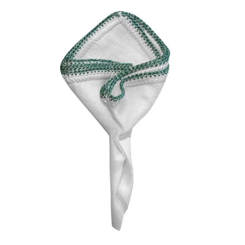 White Nieve with Mint Green Flake Signature Border sold by Sebastian Cruz Couture