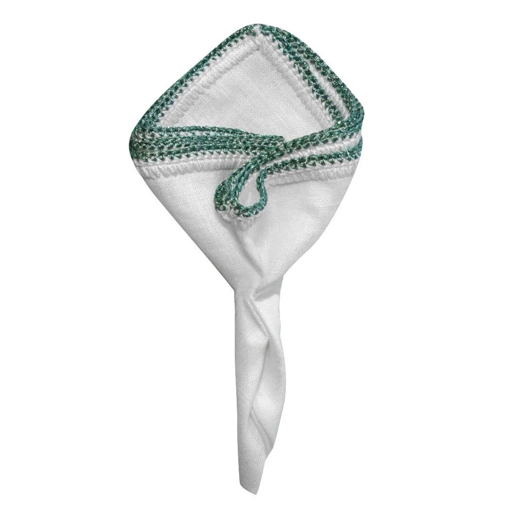 White Nieve with Mint Green Flake Signature Border sold by Sebastian Cruz Couture