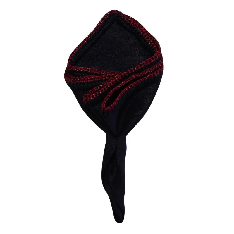 Navy Scuro with Burgundy Flake Signature Border sold by Sebastian Cruz Couture